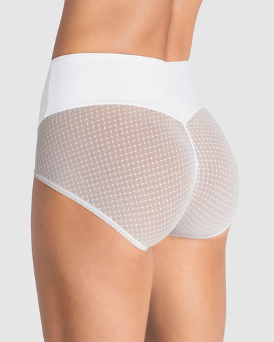 Panty hípster de compresión fuerte de abdomen y glúteos en tul#color_000-blanco