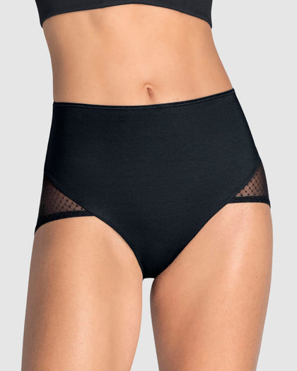 Panty hípster de compresión fuerte de abdomen y glúteos en tul#color_700-negro