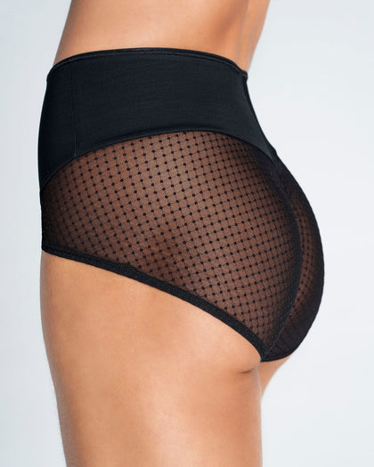 Panty hípster de compresión fuerte de abdomen y glúteos en tul#color_700-negro