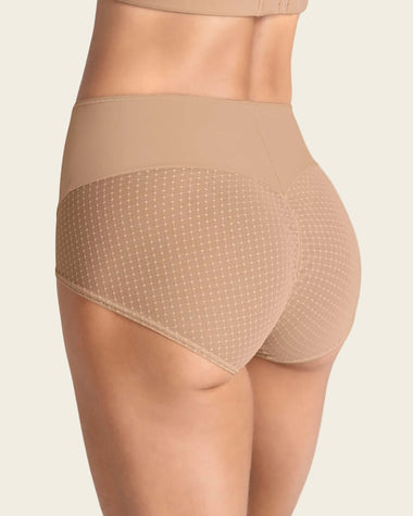 Panty hípster de compresión fuerte de abdomen y glúteos en tul#color_801-cafe-medio