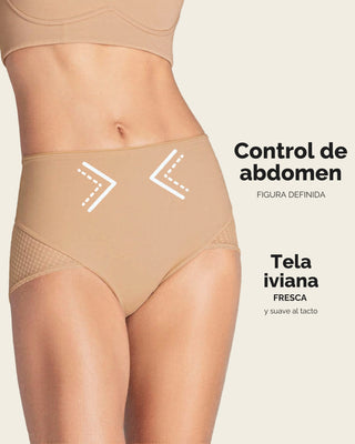 Panty hípster de compresión fuerte de abdomen y glúteos en tul#color_801-cafe-medio