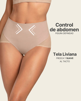 Panty hípster de compresión fuerte de abdomen y glúteos en tul#color_802-cafe-claro