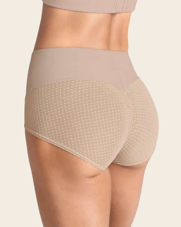 Panty hípster de compresión fuerte de abdomen y glúteos en tul