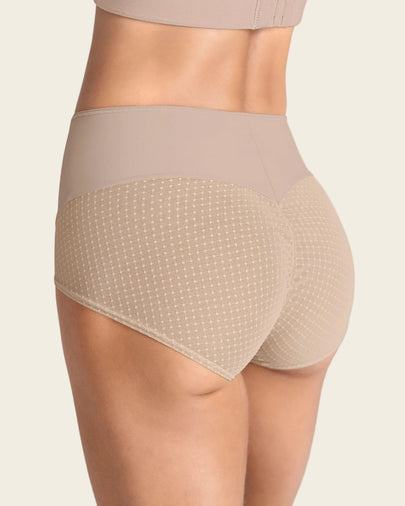 Panty hípster de compresión fuerte de abdomen y glúteos en tul#color_802-cafe-claro