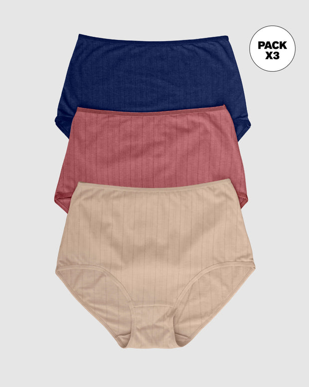 Paquete x 3 panties clásicos con excelente cubrimiento