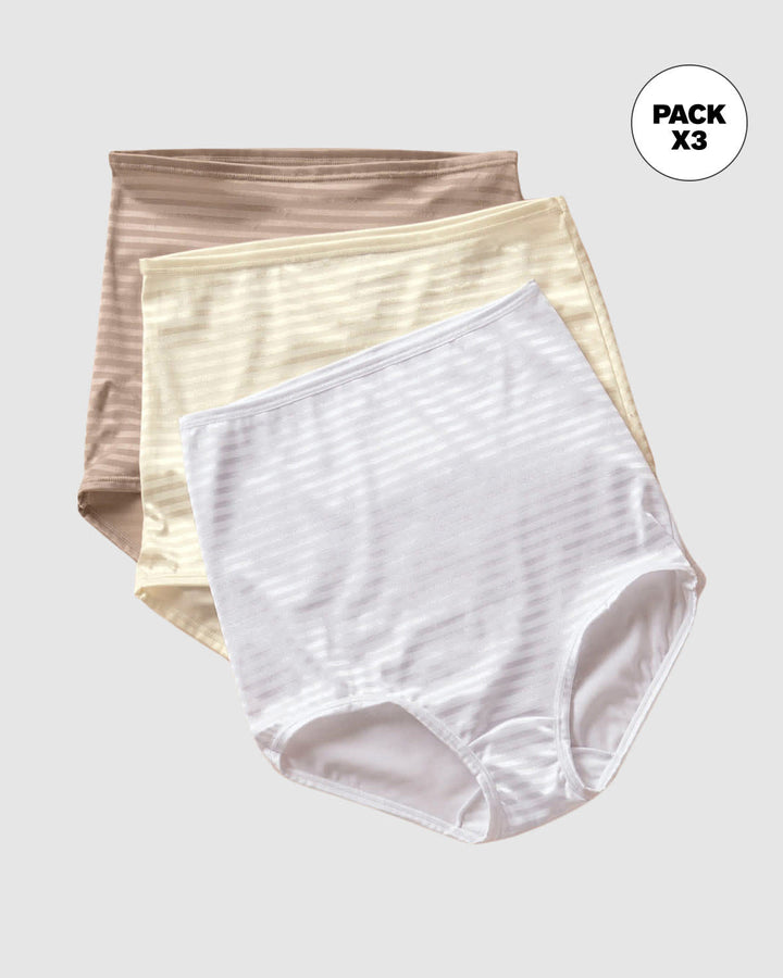 Paquete x 3 panties clásicos con máximo cubrimiento