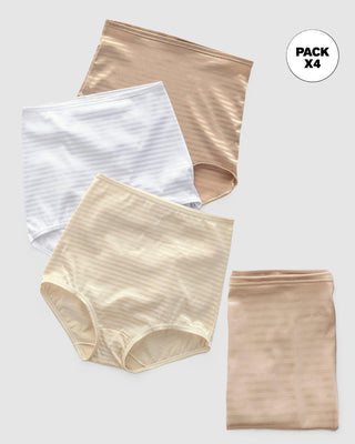 Paquete x 4 panties clásicos con máximo cubrimiento#color_s01-blanco-cafe-marfil