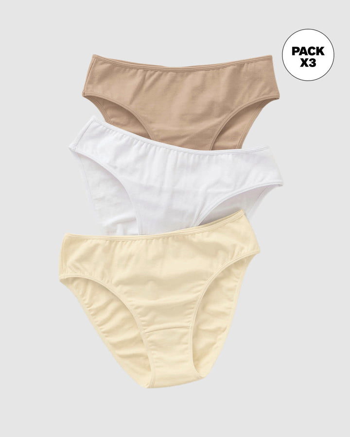 Paquete x3 panties tipo bikini con buen cubrimiento