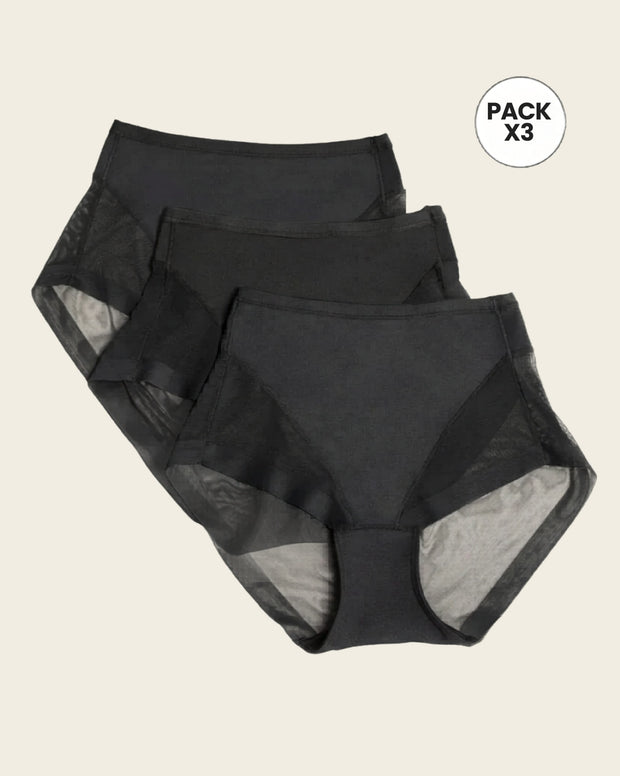 Paquete x 3 panties clásicos invisibles con tul