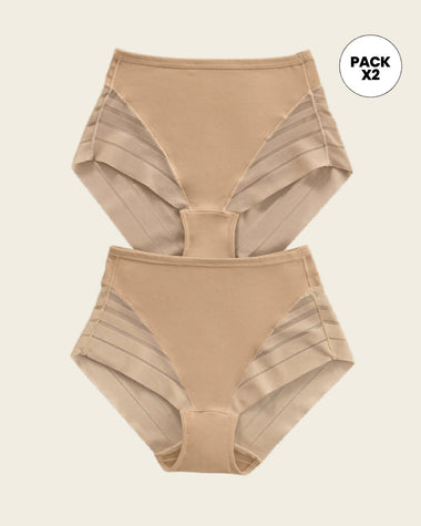 Paquete x 2 panty faja pantalón clásicos compresión moderada de abdomen#color_s02-cafe-medio