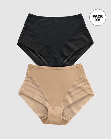 Paquete x 2 panty faja pantalón clásicos compresión moderada de abdomen#color_s03-negro-cafe-medio