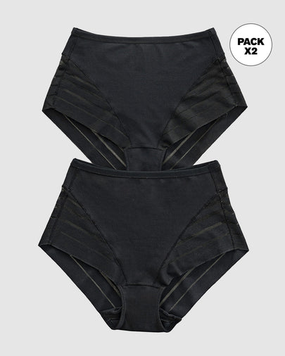 Paquete x 2 panty faja pantalón clásicos compresión moderada de abdomen#color_s04-negro
