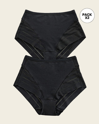 Paquete x 2 panty faja pantalón clásicos compresión moderada de abdomen#color_s04-negro