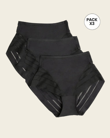 Paquete x 3 panty faja clásicos control moderado de abdomen#color_700-negro