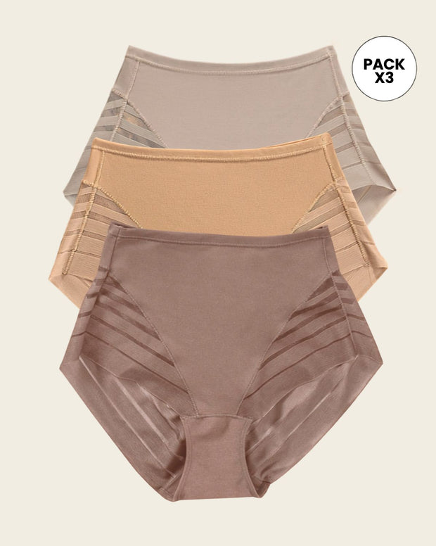 Paquete x 3 panties faja clásicos con control moderado de abdomen