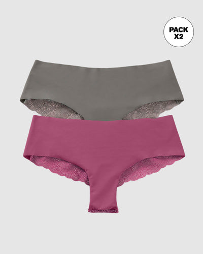 Paquetes x 2 panties cacheteros con encaje#color_s45-mora-verde-grisaceo