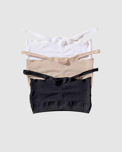 Paquete x 3 cómodos tops sin varilla#color_999-blanco-negro-cafe-claro