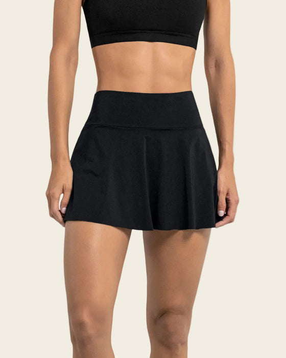 Falda deportiva con short interno con bolsillo#color_700-negro