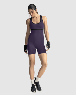 Enterizo corto deportivo compresión suave de abdomen#color_450-morado