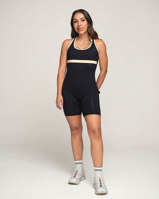 Enterizo corto deportivo compresión suave de abdomen#color_700-negro