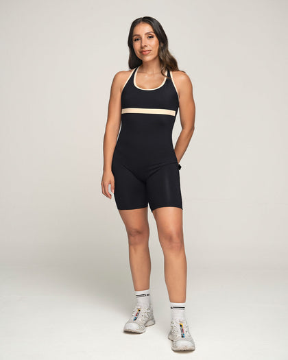 Enterizo corto deportivo compresión suave de abdomen#color_700-negro