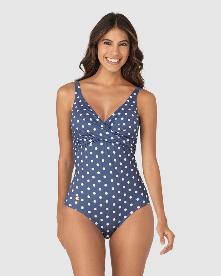 Traje de baño con drapeado en el escote elaborado tecnología BIO-PET