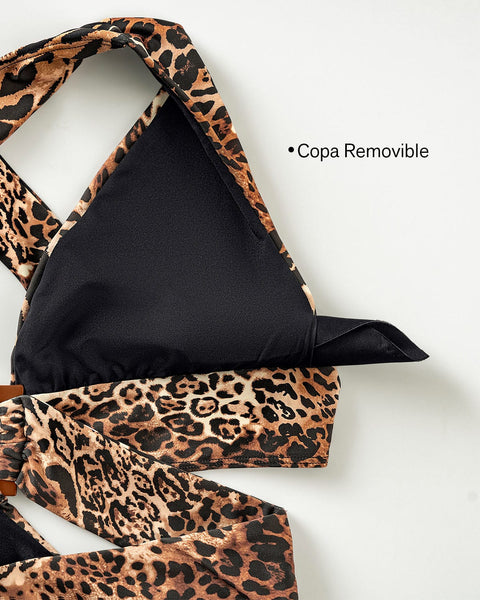 Traje de baño entero BIO-PET con accesorio central ecoamigable#color_897-estampado-animal-print