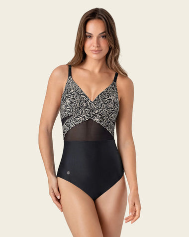 Traje de baño tecnología BIO-PET con tul en abdomen#color_c08-estampado-negro