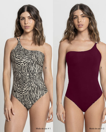 Traje de baño entero de un solo hombro tecnología BIO-PET#color_845-estampado-piel-vino