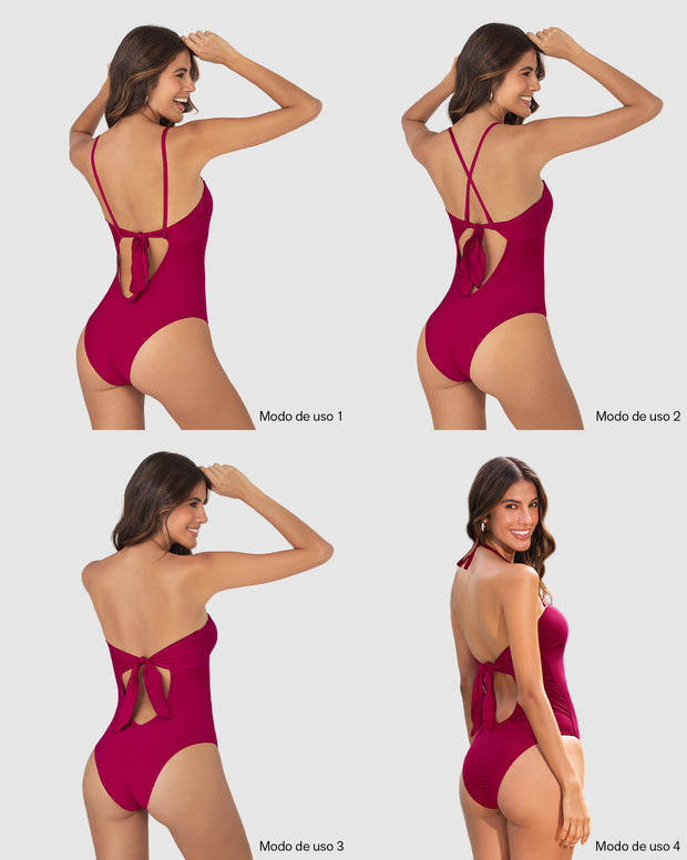 Traje de baño entero con espalda ajustable