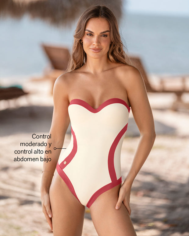 Traje de baño de compresión con cortes efecto reloj de arena