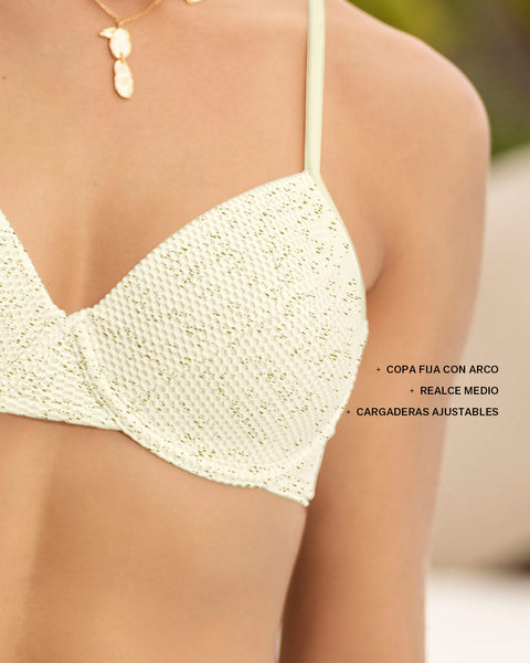 Bikini con malla sobrepuesta con acabado brillante#color_898-marfil