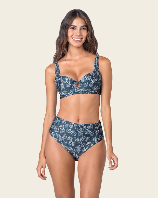 Bikini con panty tiro alto y top corsetero