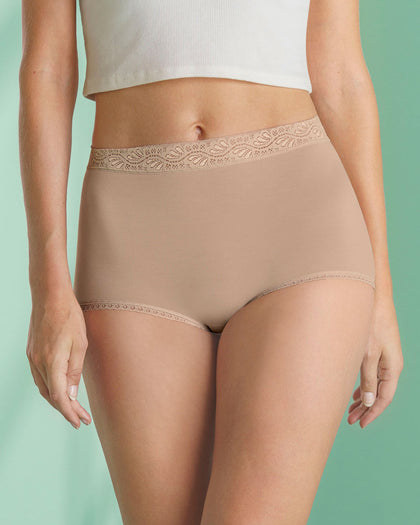 Paquete x 3 panties clásicos de ajuste y cubrimiento total#color_990-blanco-cafe-claro