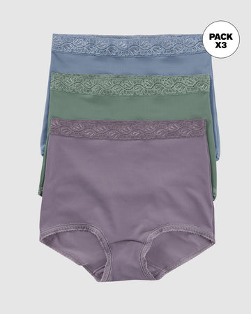 Paquete x 3 panties clásicos de ajuste y cubrimiento total#color_s23-lila-empolvado-verde-azul-empolvado