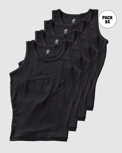 Paquete x4 camisetas de compresión moderada en abdomen y zona lumbar en algodón elástico#color_700-negro