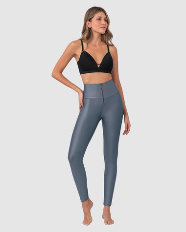 Leggings con acabado efecto cuero con compresión de abdomen#color_764-gris-oscuro