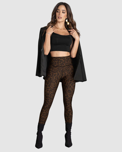 Legging doble faz tiro alto con compresión de abdomen estampado y fondo entero#color_700-animal-print-negro