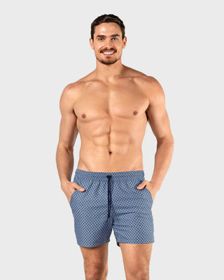 Pantaloneta de baño de 5'' con malla interna y cintura ajustable#color_b00-estampado-azul-oscuro