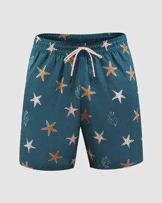 Pantaloneta de baño masculina con práctico bolsillo al lado derecho#color_064-estampado-estrellas-de-mar