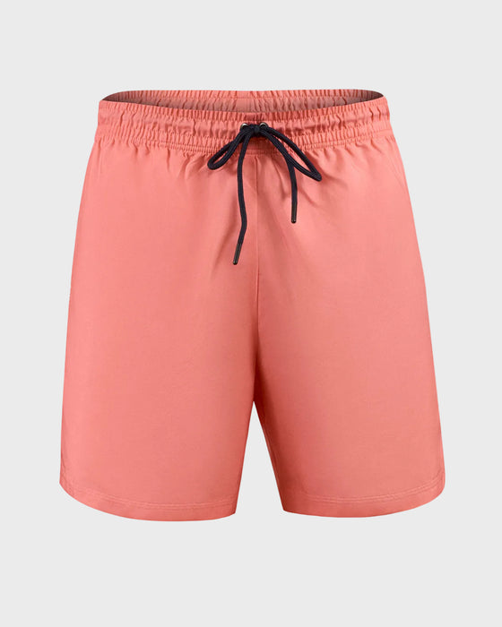 Pantaloneta de baño masculina con práctico bolsillo al lado derecho#color_358-coral