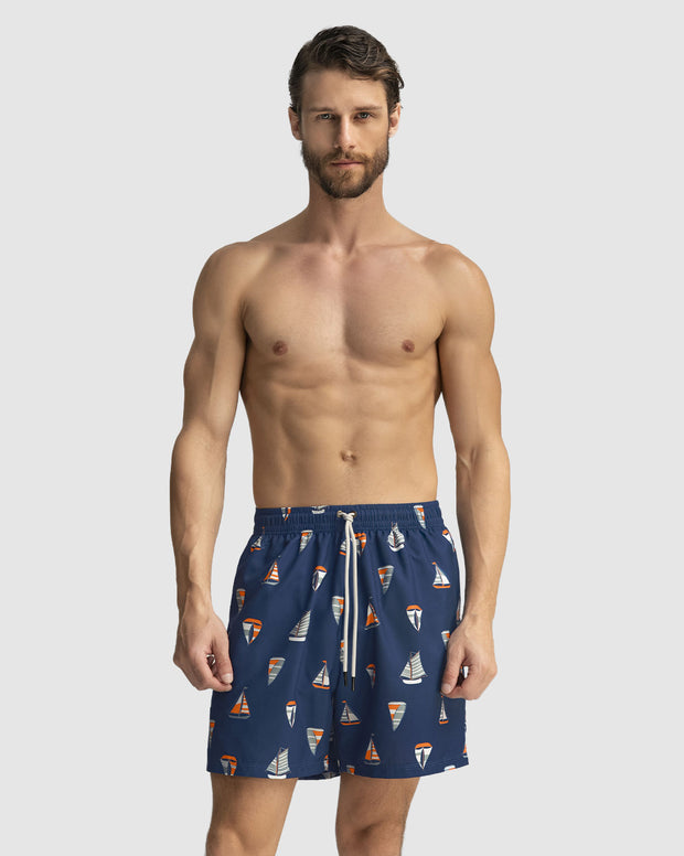 Pantaloneta de baño masculina con práctico bolsillo al lado derecho