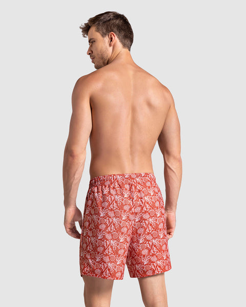 Pantaloneta de baño masculina con práctico bolsillo al lado derecho#color_a33-estmado-coral-rojo