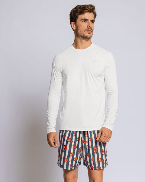 Pantaloneta de baño masculina con práctico bolsillo al lado derecho#color_a55-estampado-rayas-langostas