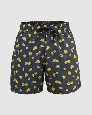 Pantaloneta de baño masculina con práctico bolsillo al lado derecho#color_a62-estampado-azul-limones