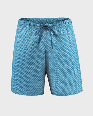 Pantaloneta de baño masculina con práctico bolsillo al lado derecho#color_c00-estampado-azul