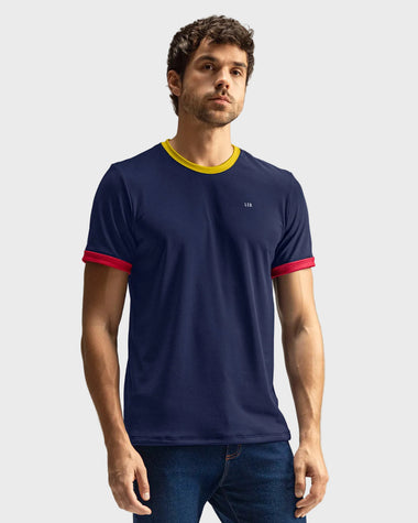 Camiseta deportiva masculina con tecnología de secado rápido#color_509-azul-colombia