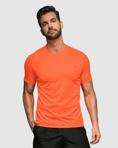 Camiseta deportiva masculina semiajustada de secado rápido#color_260-naranja