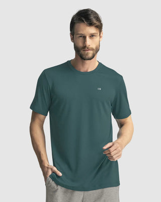 Camiseta deportiva masculina semiajustada de secado rápido#color_678-verde