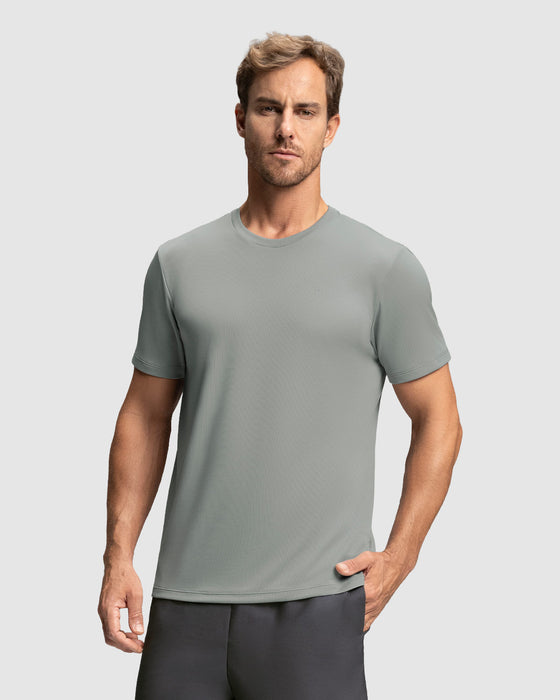 Camiseta deportiva masculina semiajustada de secado rápido#color_709-gris-claro